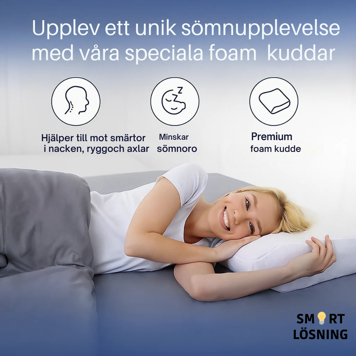 SovBättre - Ergonomisk foam kudde för bättre sömn och stöd till nacke.