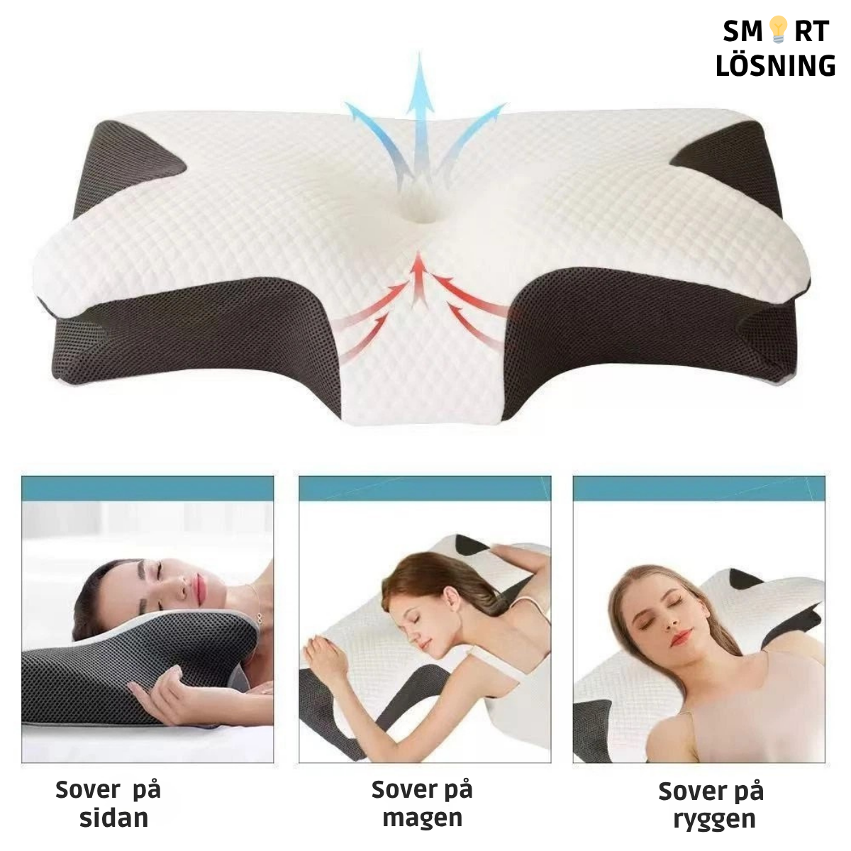 SovBättre - Ergonomisk foam kudde för bättre sömn och stöd till nacke.